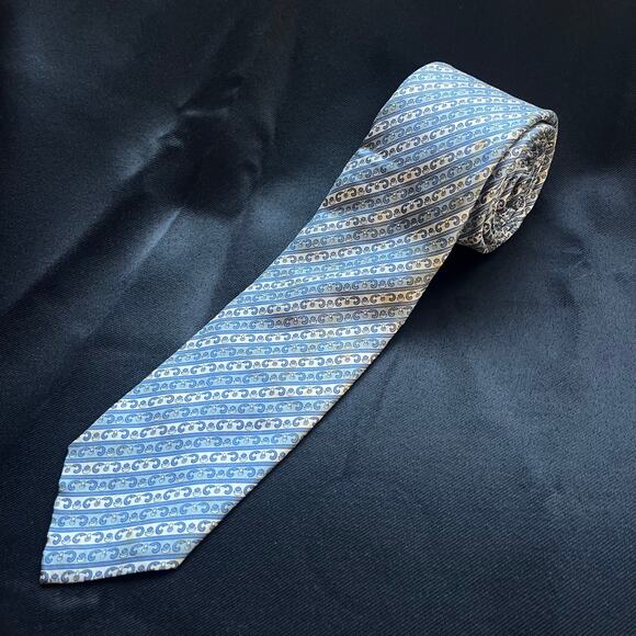 Christian Dior Men’s Silk Tie 100% Silk Burgundy Navy Gold Geometric Vintage - Picture 1 of 5